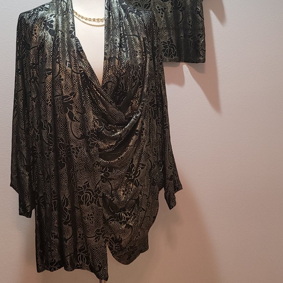 VINTAGE ZAKKS 80's METALLIC CROP TOP FLORAL OVERSIZED SMALL BLACK CARDIGAN SET - Picture 2 of 14